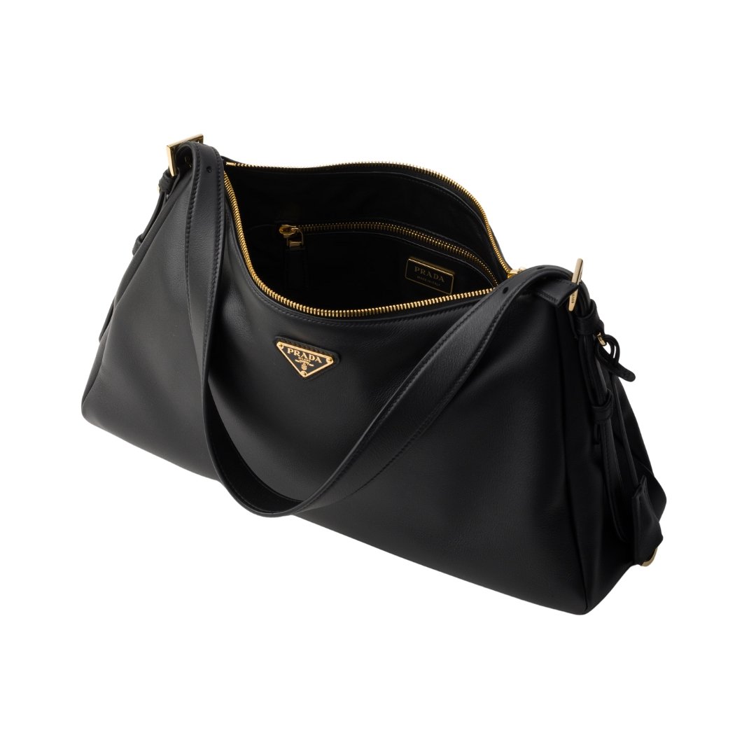 Prada Aimée large shoulder bag in black leather, 23 cm - Image 4