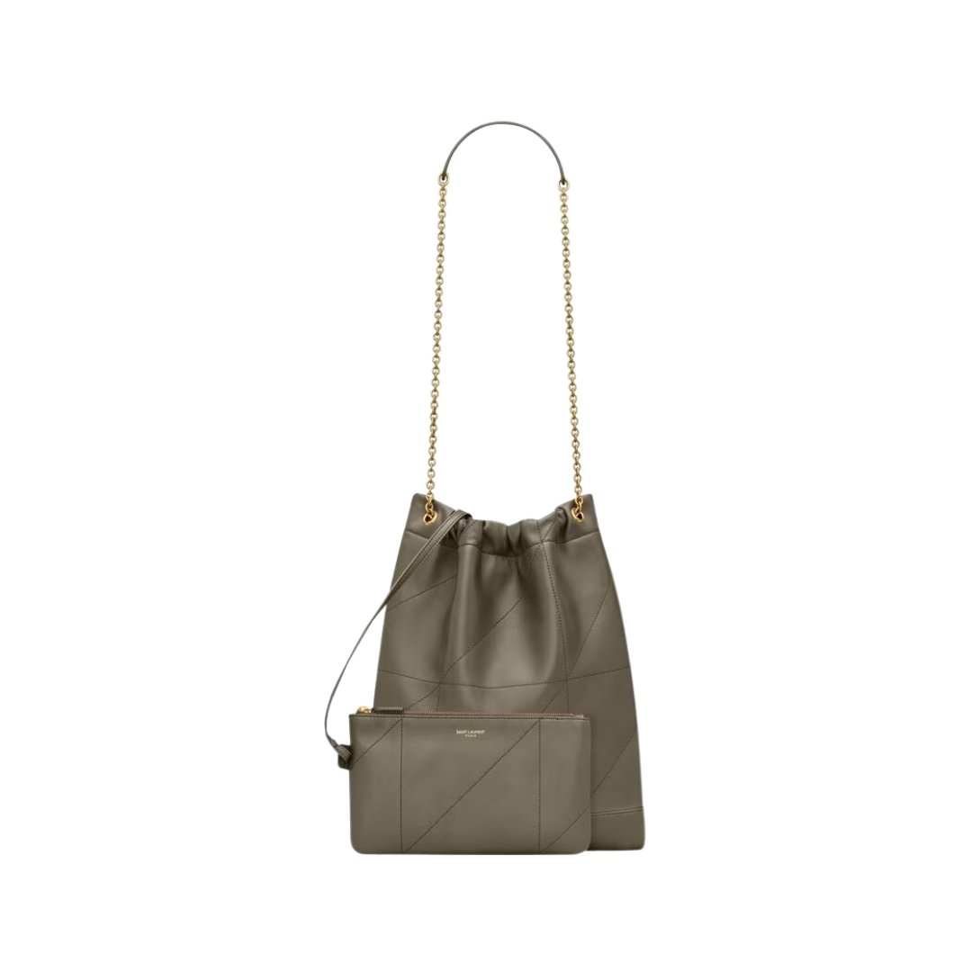 Saint Laurent Jamie Pochon 34cm Lambskin Bag in Khaki - Image 4