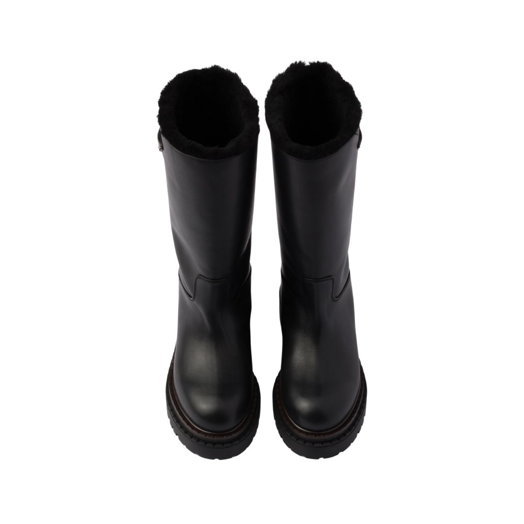 Prada black leather and sheepskin boots - Image 4
