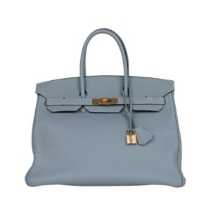 Hermès Birkin 35 bag in Bleu Lin Togo leather with gold hardware