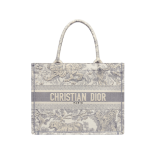 Dior Book Tote Medium Bag Ecru and Gray Toile De Jouy Embroidery 36cm
