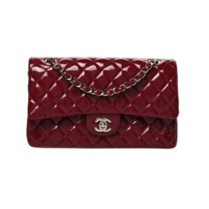 Chanel 11.12 Double Flap Burgundy Jumbo Patent 30cm Bag