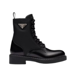 Prada Re-Nylon Calf-High Ankle Boots in Black