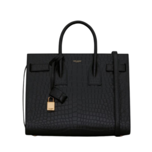 Saint Laurent Sac de Jour Small Bag in Black Crocodile Embossed Leather, 32 cm