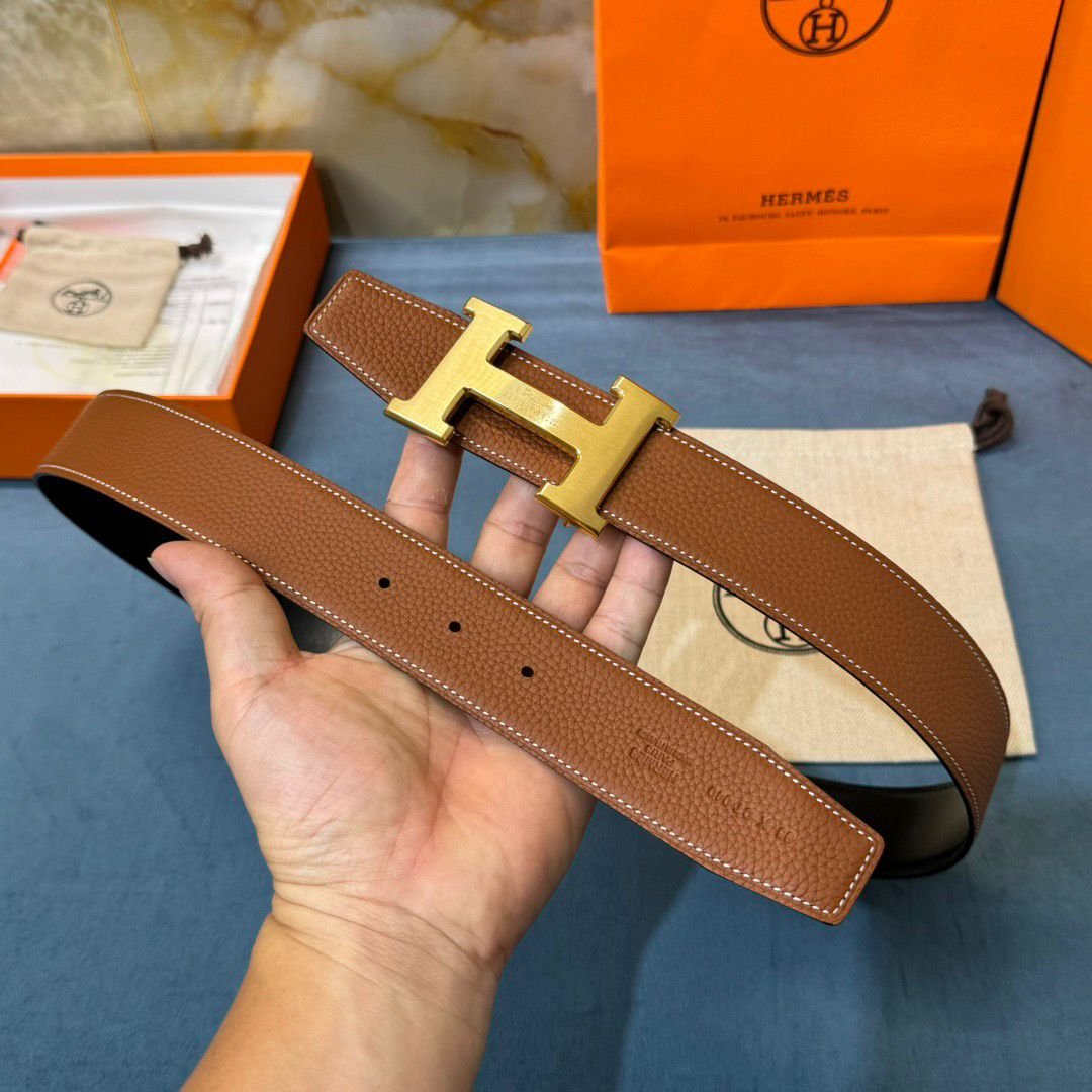Hermès Mini H Belt in Black/Brown with Gold Buckle 32mm - Image 3