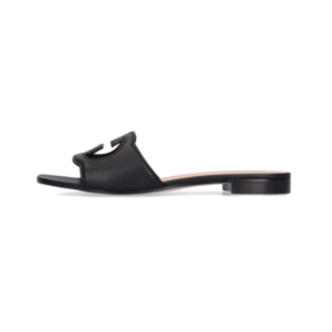 Hermès Oran sandals in black leather with perforated H