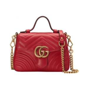Gucci GG Marmont top handle bag in red leather 20 cm