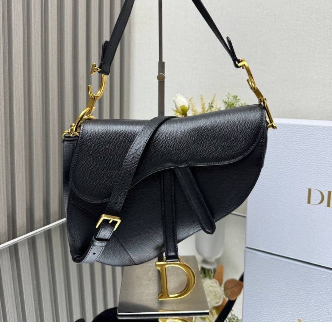 Dior Saddle Bag in Black Leather 25.5 cm - Image 2