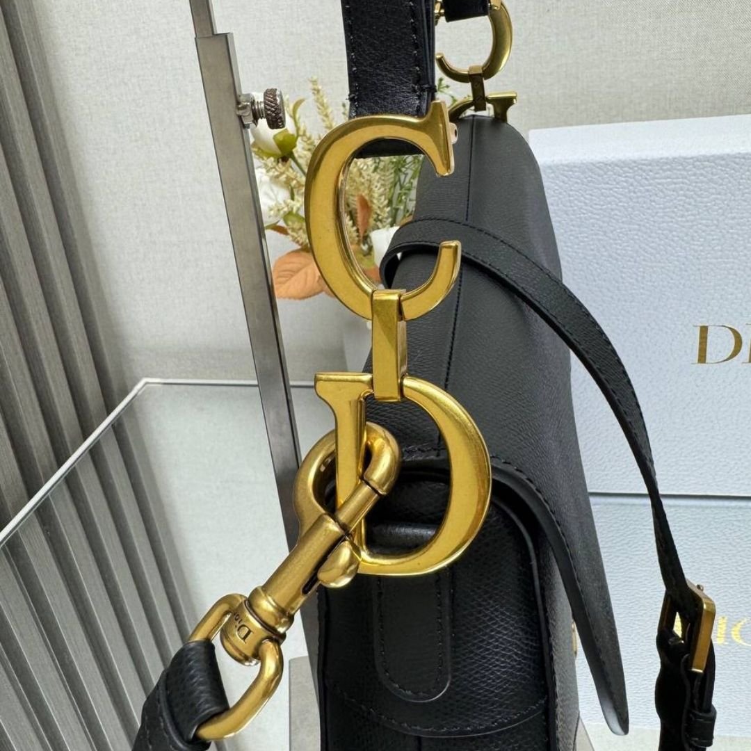 Dior Saddle Bag in Black Leather 25.5 cm - Image 5