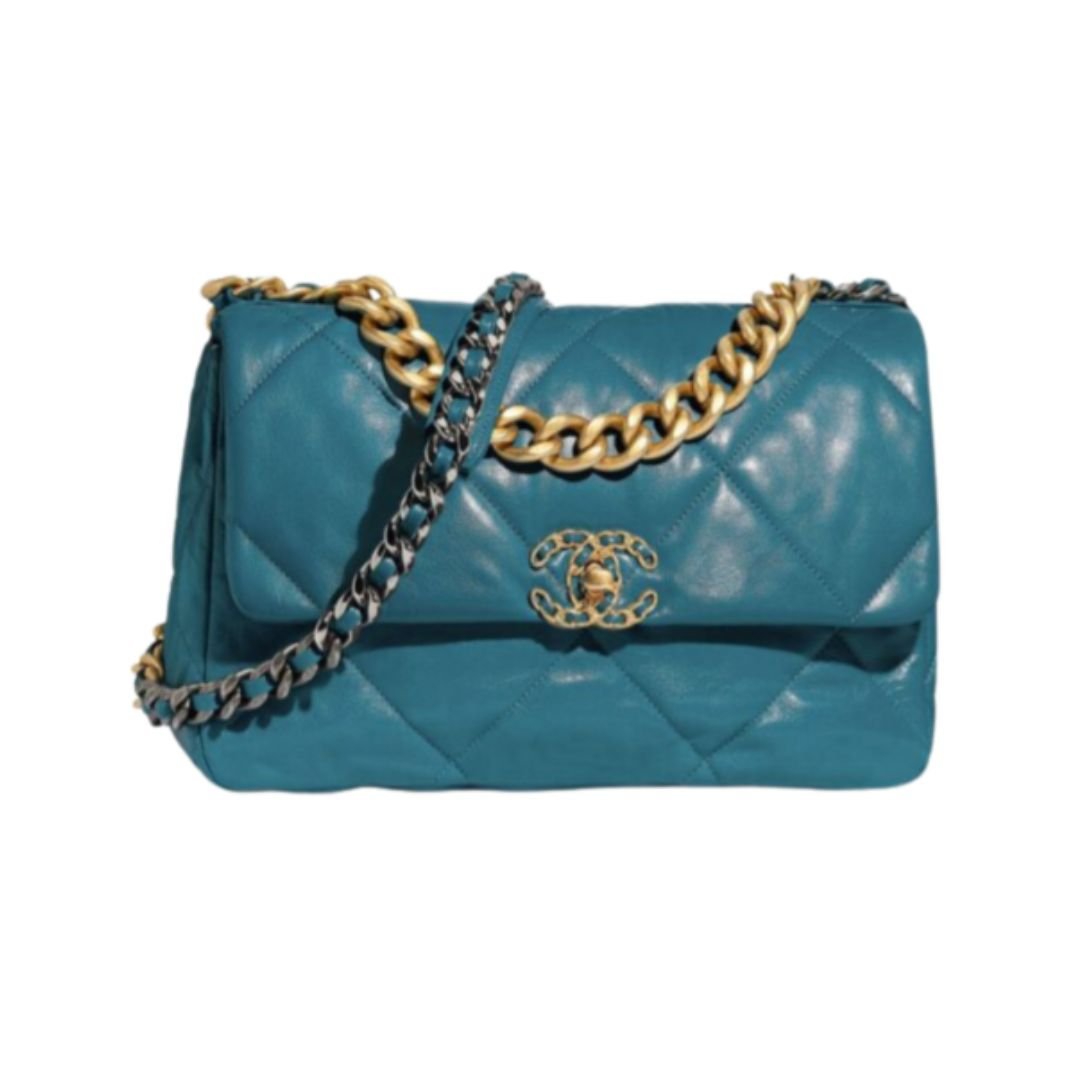 Chanel 19 turquoise bag 26 cm