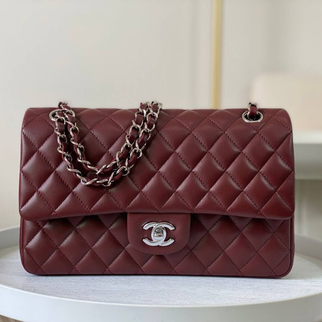 Chanel 11.12 Double Flap burgundy medium bag 25.5 cm - Image 2