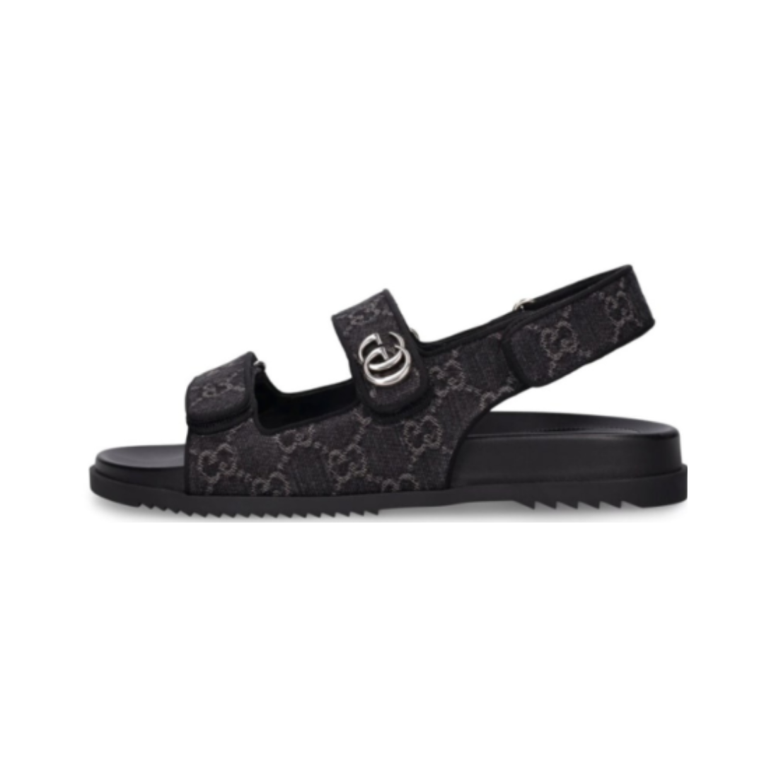 Gucci sandals in GG denim canvas and black rubber sole