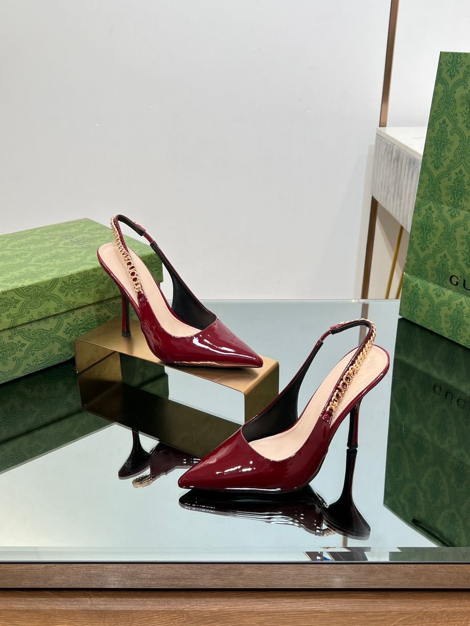 Saint Laurent Signoria slingback pump in burgundy patent leather 10.5 cm - Image 5
