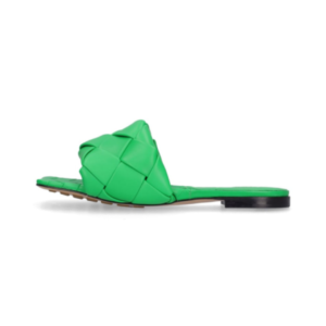 Bottega Veneta Lido Green Leather Sandals