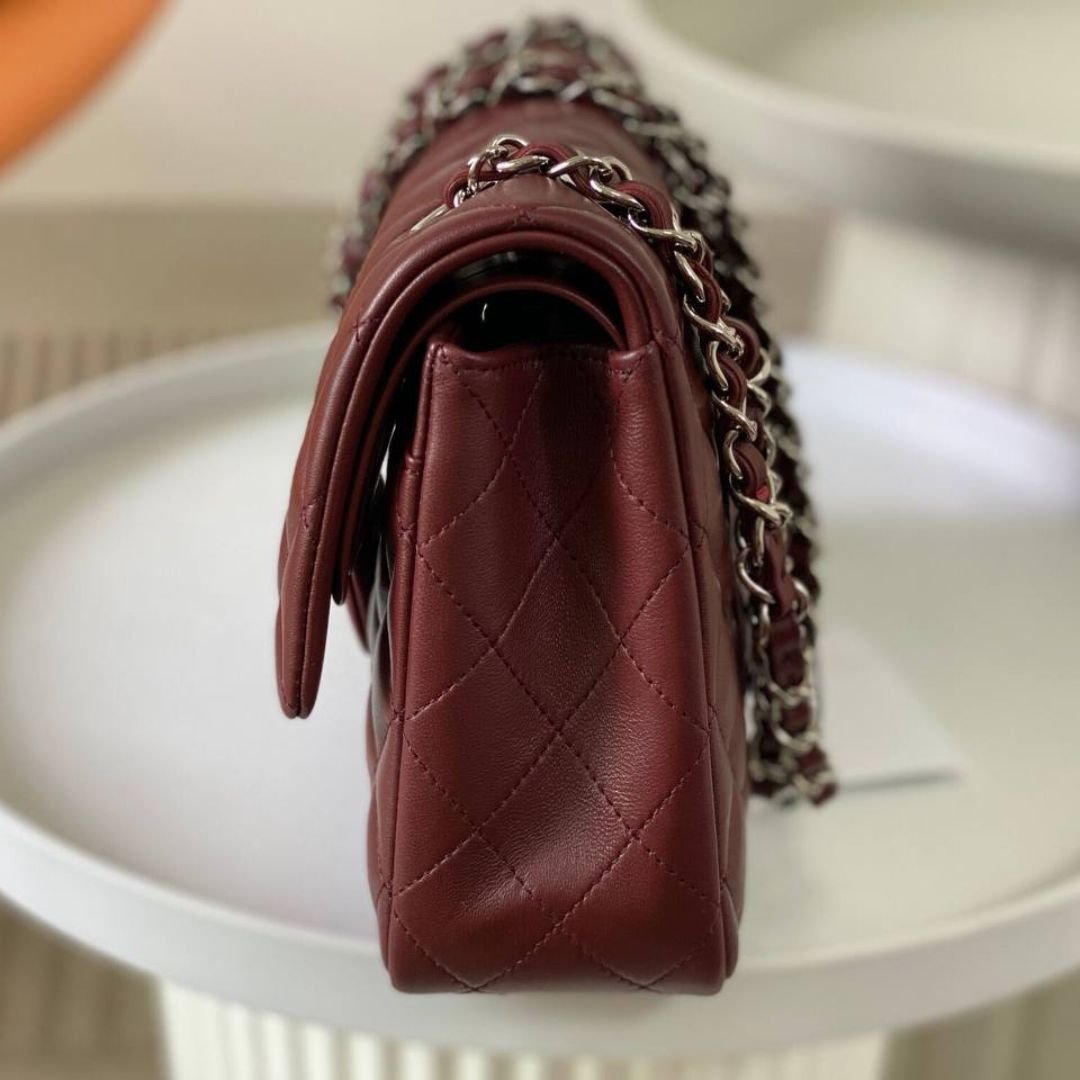 Chanel 11.12 Double Flap burgundy medium bag 25.5 cm - Image 3