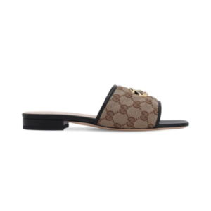 Gucci Jolie sandals in GG Supreme canvas with black leather trim