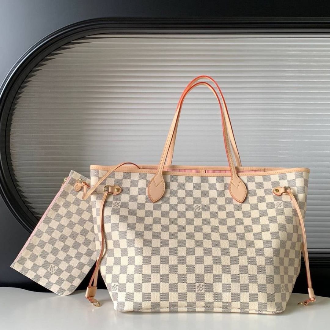 Louis Vuitton Neverfull MM bag in Damier Azur canvas 32 cm - Image 2