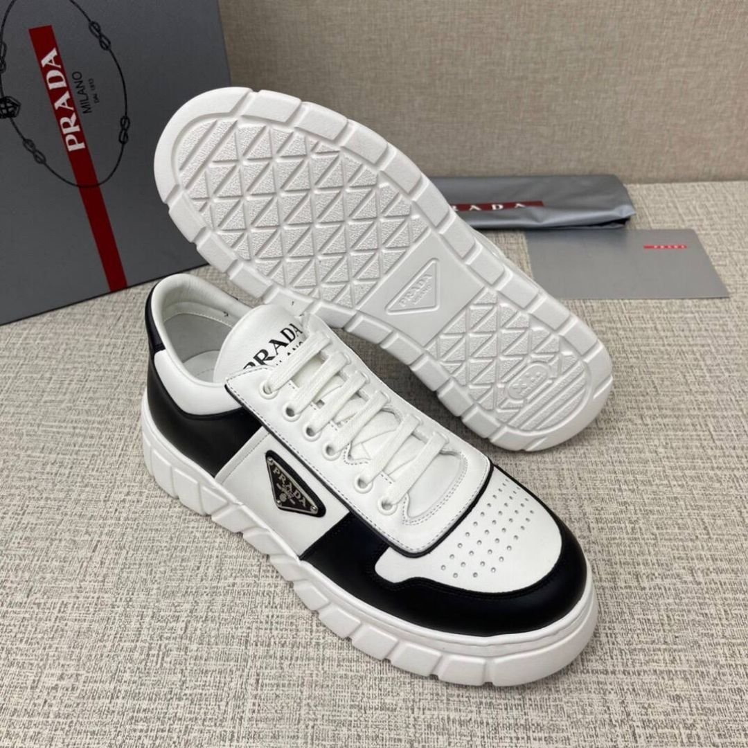 Prada Downtown sneakers in white and black leather - Image 6