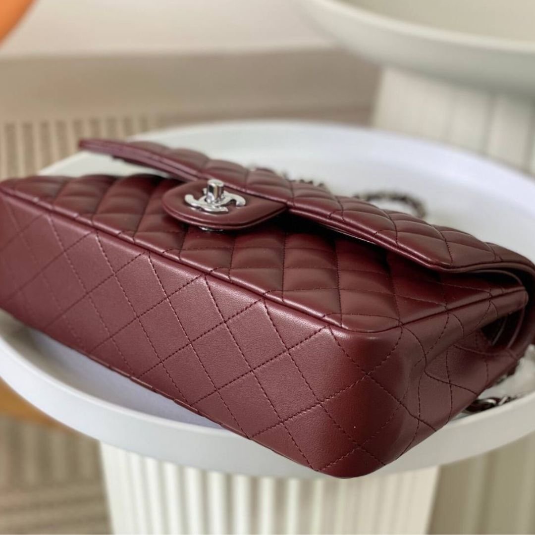 Chanel 11.12 Double Flap burgundy medium bag 25.5 cm - Image 5