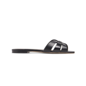 Hermès Oran sandals in black leather with perforated H