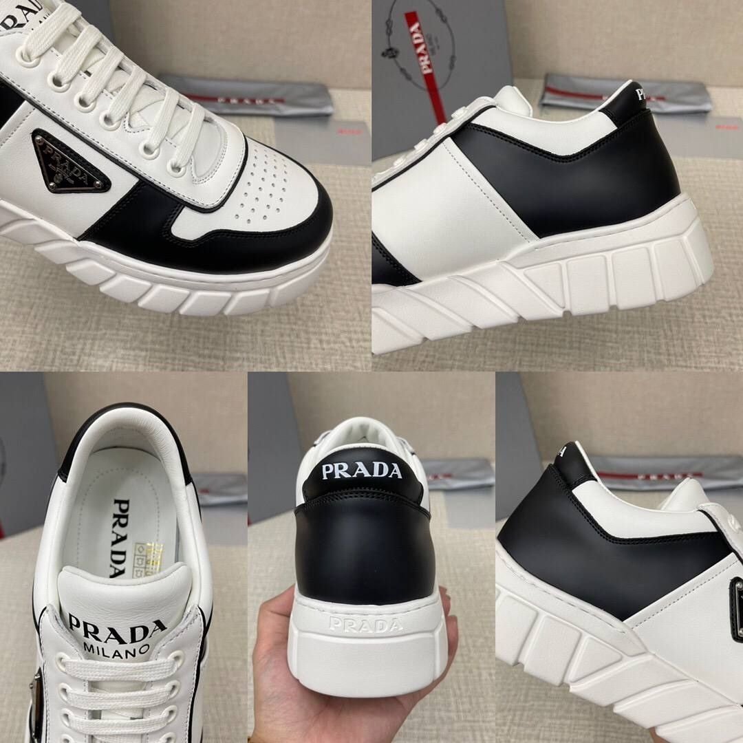 Prada Downtown sneakers in white and black leather - Image 8