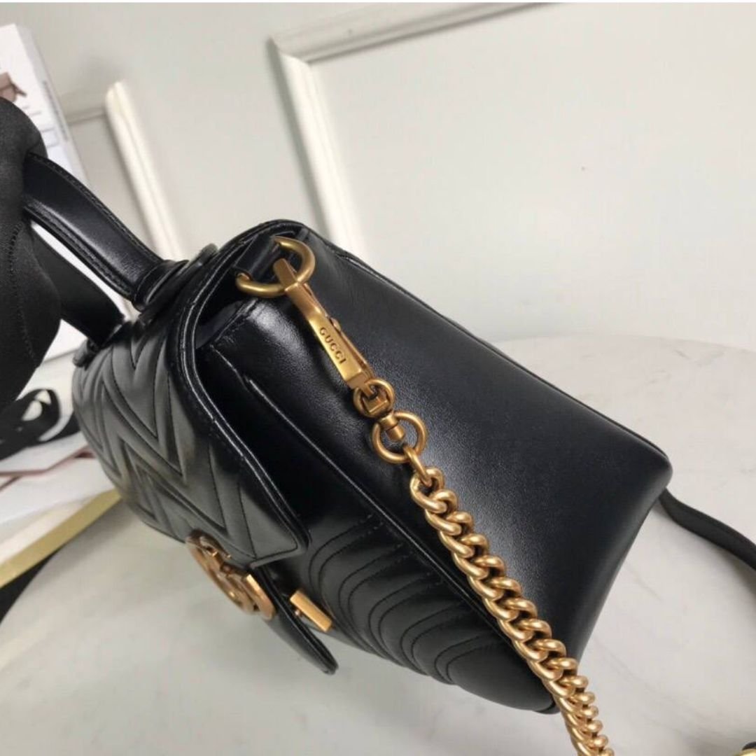 Gucci GG Marmont Top Handle Bag in Black Leather 26 cm - Image 5