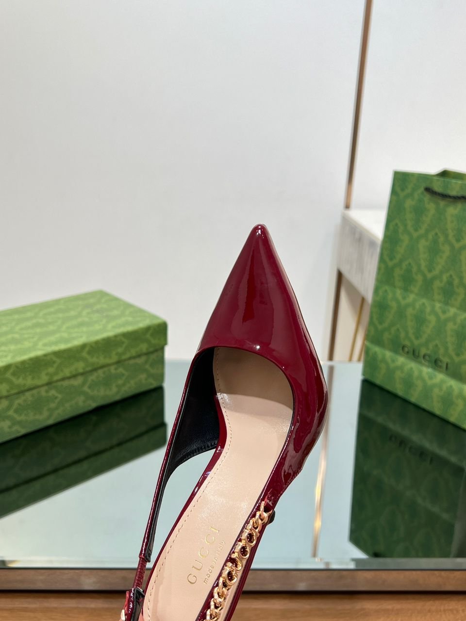 Saint Laurent Signoria slingback pump in burgundy patent leather 10.5 cm - Image 7