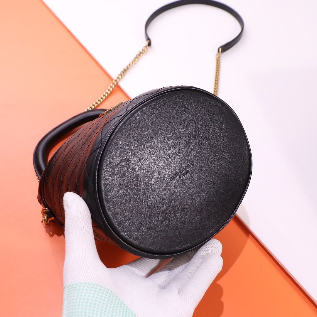 Saint Laurent Gaby Mini Bucket Bag in Black Quilted Leather 17cm - Image 6