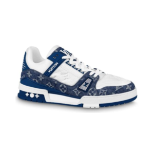 Louis Vuitton Trainer sneakers in blue denim and white leather
