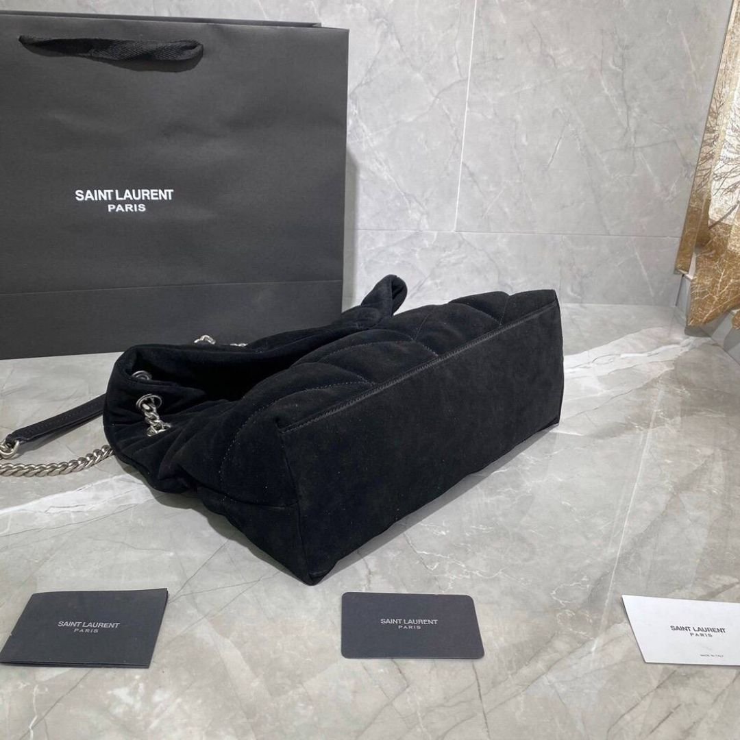 Saint Laurent Puffer Loulou Bag in Black Suede 32cm - Image 5