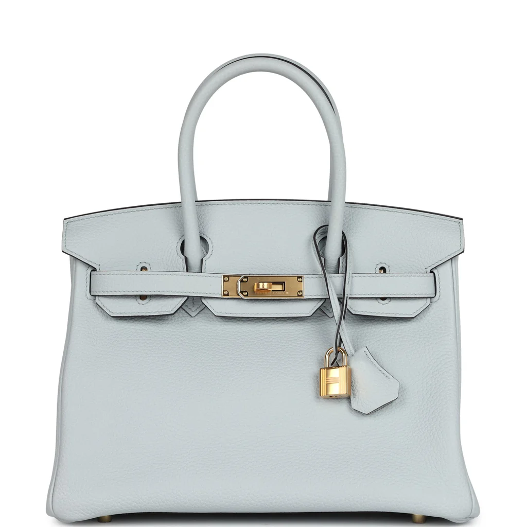 Hermès Birkin 30 bag in Pale Blue Togo leather with gold hardware