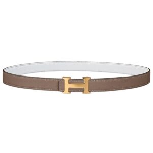 Hermès Mini H Reversible Belt White/Gold Brown 2.4cm