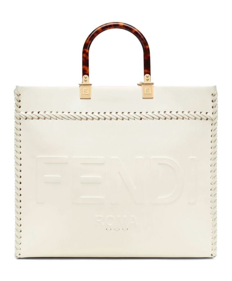 Fendi Sunshine Shopper Bag in Cream Leather 35cm