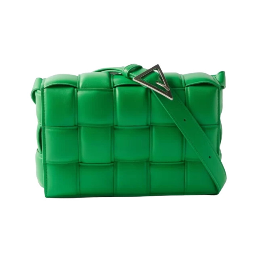 Bottega Veneta Cassette Bag in Green Leather 25.9 cm