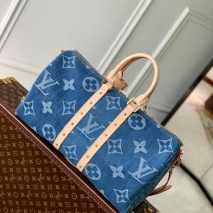 Louis Vuitton Keepall Bandoulière Monogram Denim light blue bag 45 cm
