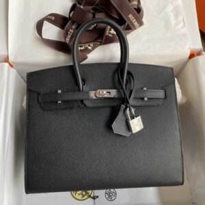 Birkin 25 in black Epsom leather with palladium finishes