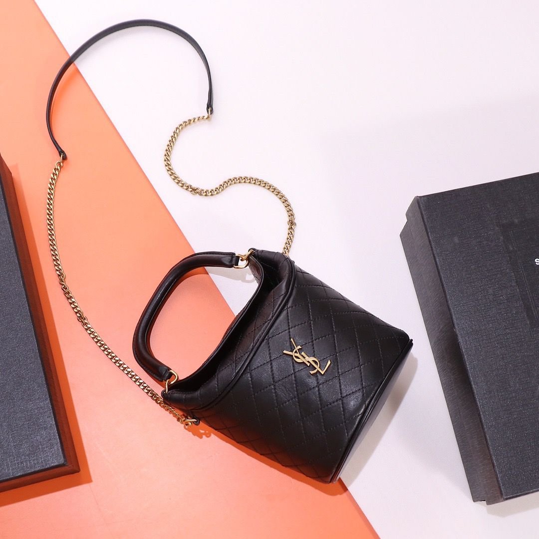 Saint Laurent Gaby Mini Bucket Bag in Black Quilted Leather 17cm - Image 2