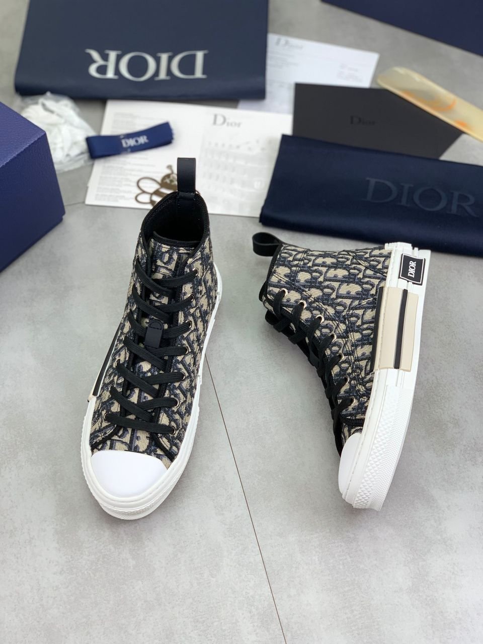 Dior Liga High-Top Sneakers in Blue Lace - Image 6