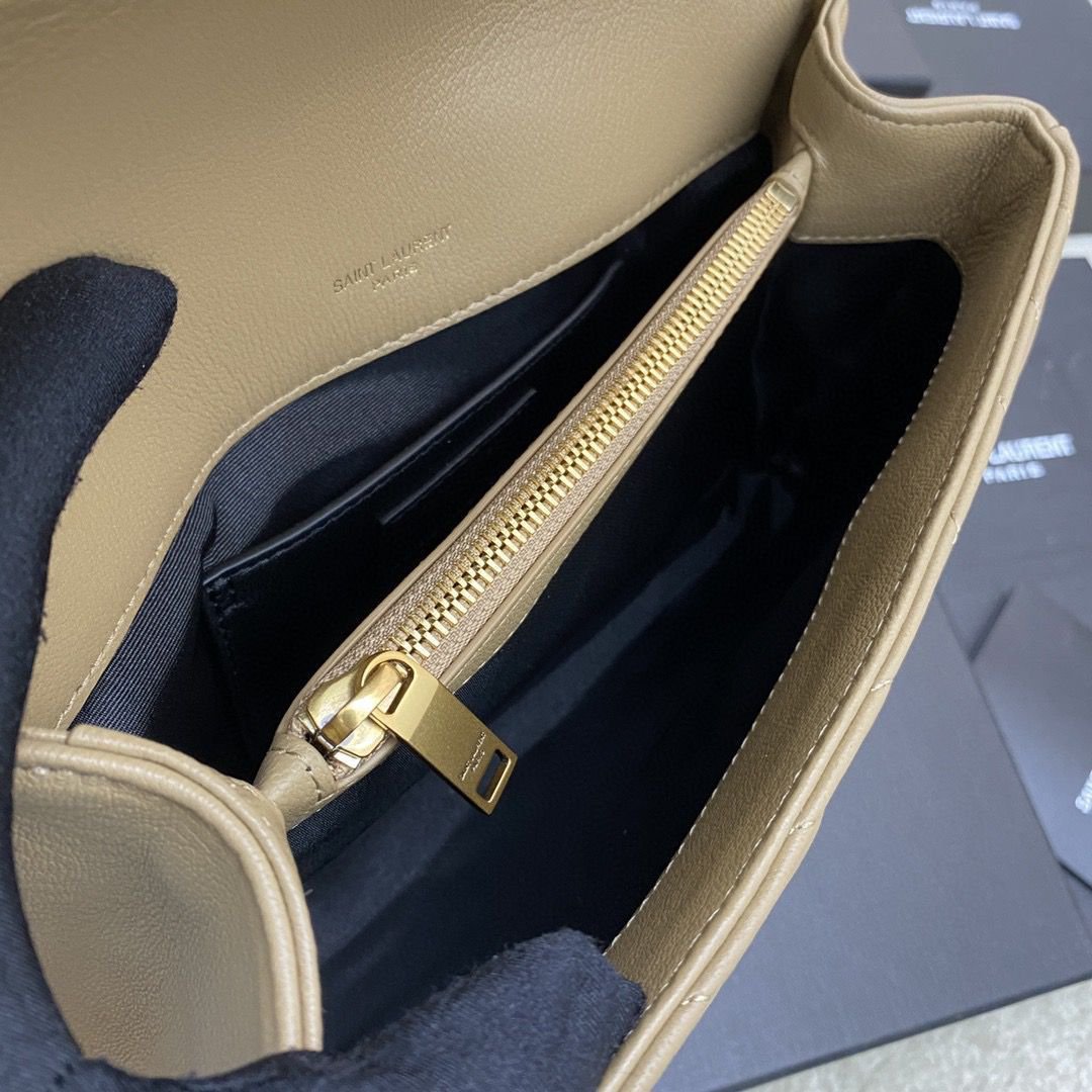 Saint Laurent College Bag Medium in Beige Leather, 24 cm - Image 2