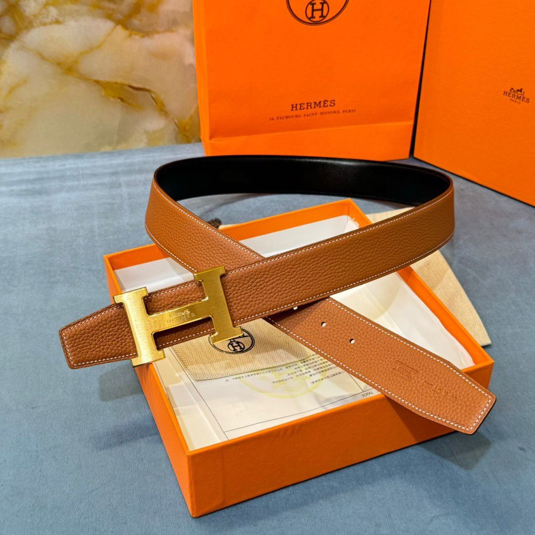 Hermès Mini H Belt in Black/Brown with Gold Buckle 32mm - Image 4