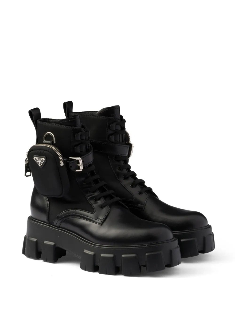 Prada Monolith black ankle boots with removable pocket - Image 2