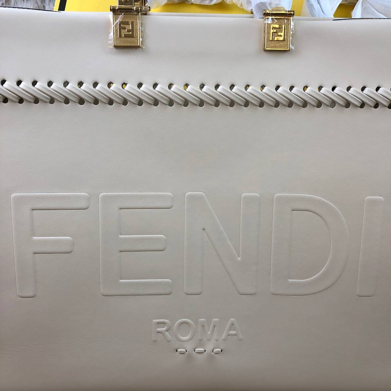 Fendi Sunshine Shopper Bag in Cream Leather 35cm - Image 4