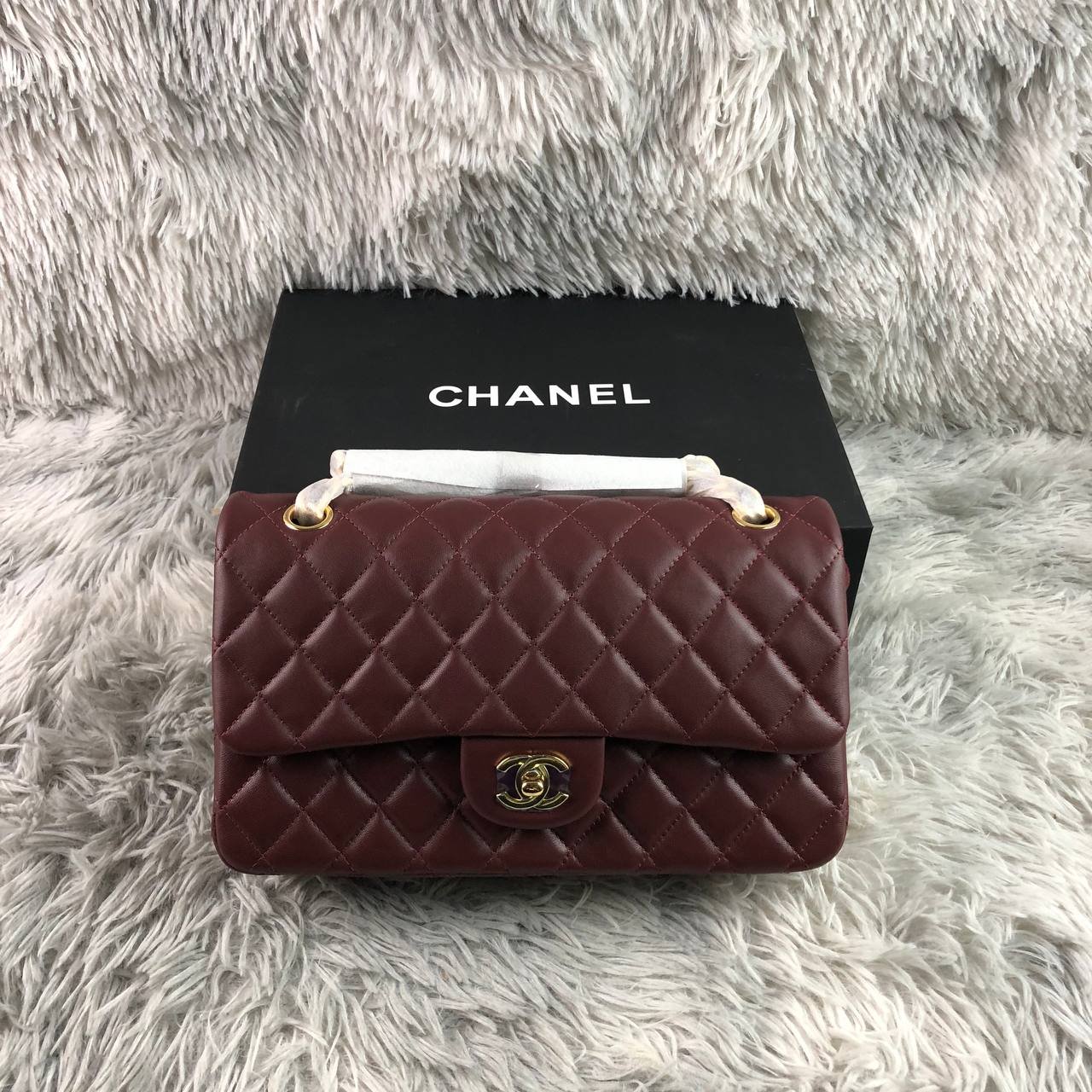 Chanel 11.12 Double Flap burgundy medium bag 25.5 cm - Image 2