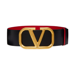 Valentino Garavani reversible belt in black and red leather 7 cm