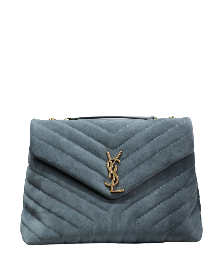 Saint Laurent Loulou Medium Bag in Powder Blue Velvet, 32 cm