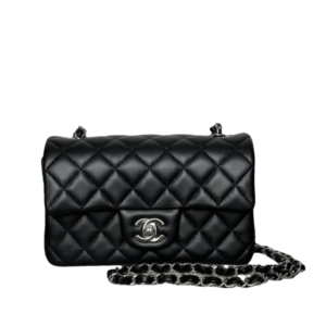 Chanel 11.12 Bag in Black Leather with Silver Hardware 20cm