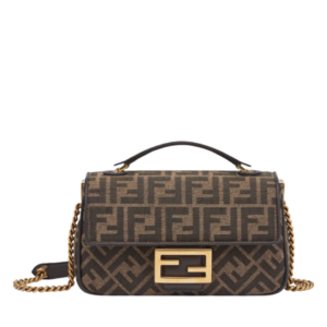 Fendi Baguette Chain Midi Bag in FF Fabric, 24 cm