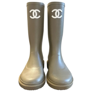 Chanel Khaki Rubber Rain Boots
