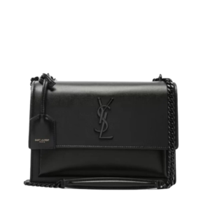Saint Laurent Sunset Medium Bag in Black Leather 22 cm