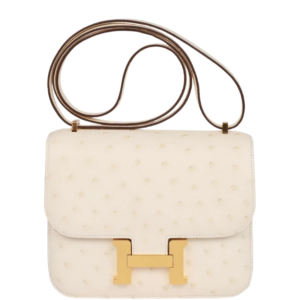 Hermès Constance 19 bag in cream ostrich leather with gold hardware
